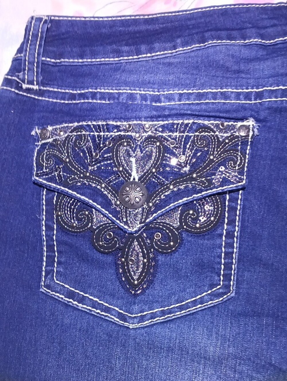 Love Indigo Dark Blue Flare Jeans - Picture 5 of 7